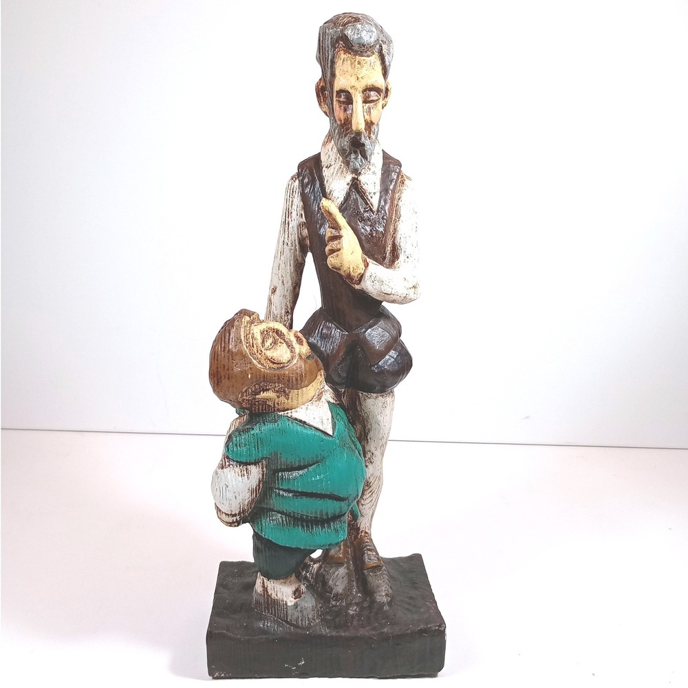 Vintage Don Quixote Sancho Panza Figurine Statue Brown Green 10in